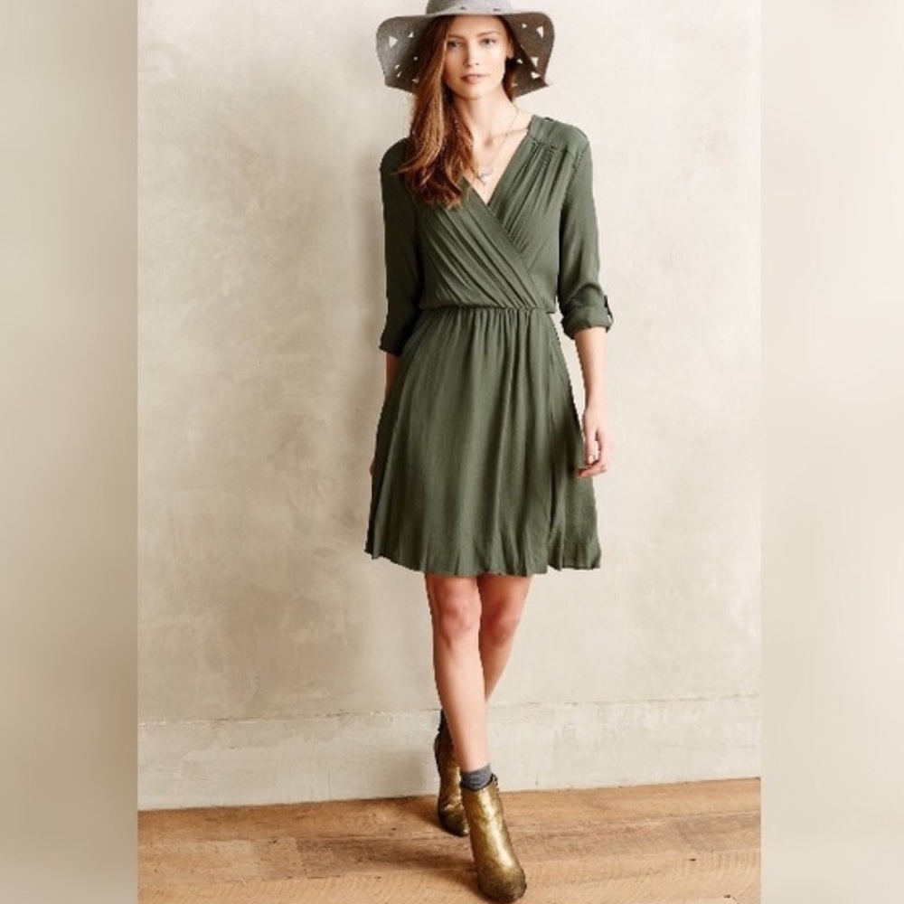 Anthropologie Maeve green Lene shirt dress